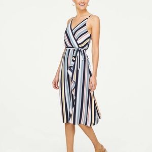 EUC LOFT Outlet Maxi Length Striped Faux-Wrap Summer Dress (Size XL)